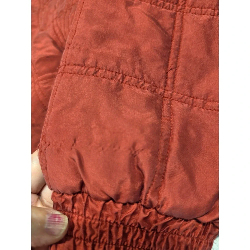 Out Brook Womens Vintage Red 100% Silk Quilted Jacket and Pants Tracksuit Set M